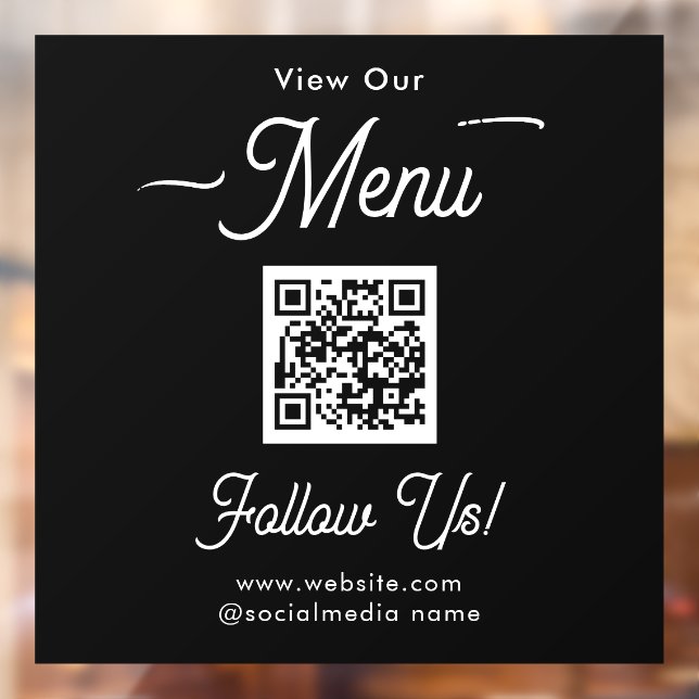 Simple Business Menu QR Code Window Cling (Sheet 2)