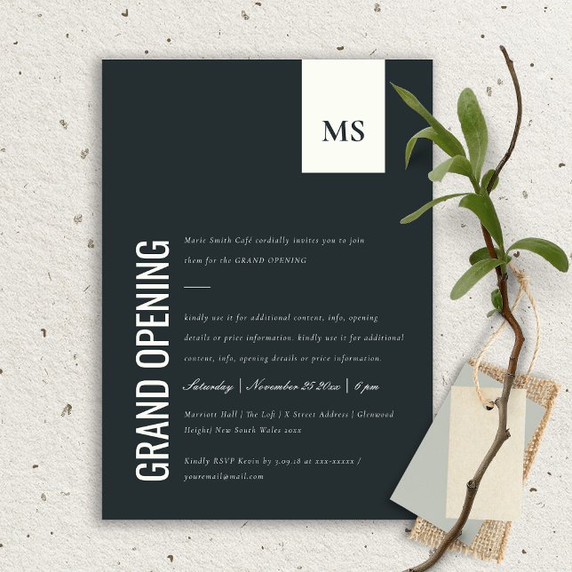 Simple Business Monogram Grand Opening Invite (Creator Uploaded)