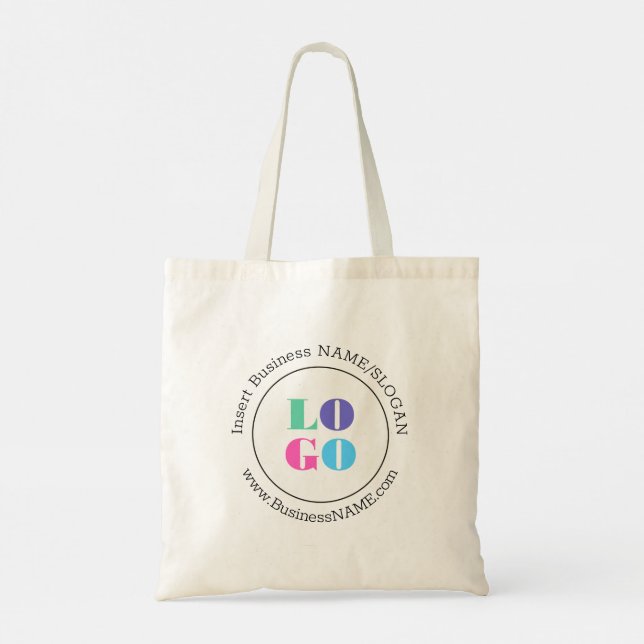 Simple Business Name, Slogan Round Logo Template Tote Bag (Back)