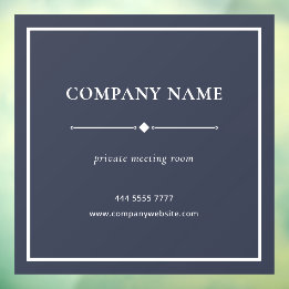 Simple Business Office Name White on Grey Window Cling