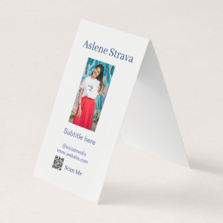 simple business photo QR social website name purpl Card