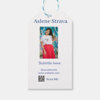 simple business photo QR social website name purpl Gift Tags
