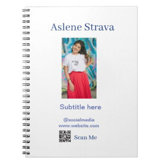 simple business photo QR social website name purpl Notebook