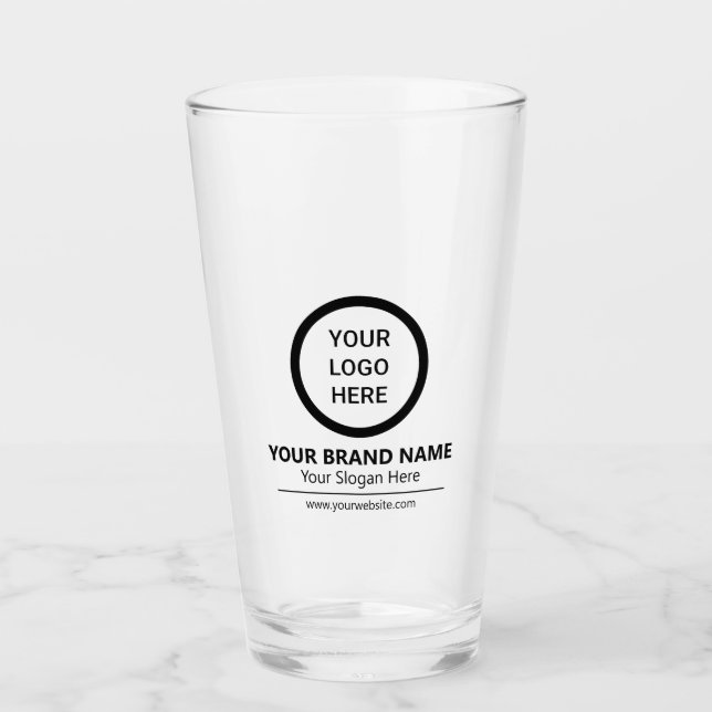 Simple Business Promotion Custom Logo Pint Glass (Front)