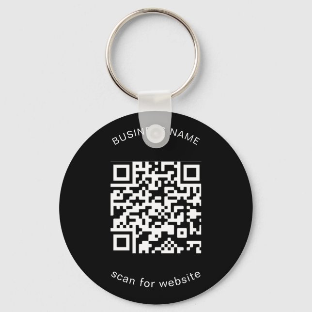 Simple Business Promotional Black QR Code Key Ring (Front)