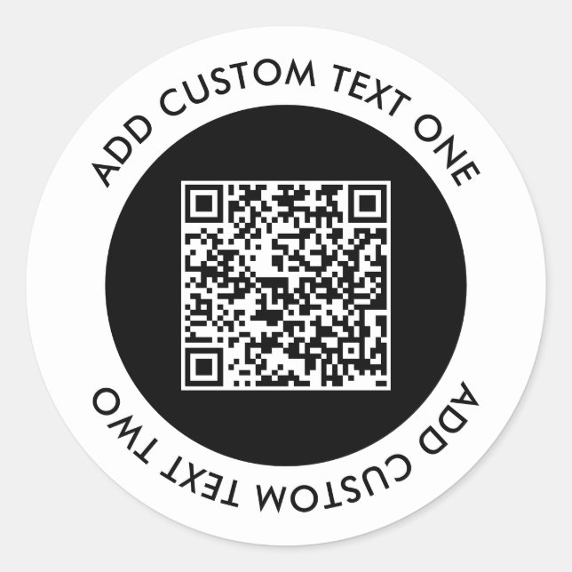 Simple Business QR Code Custom Text Classic Round Sticker (Front)