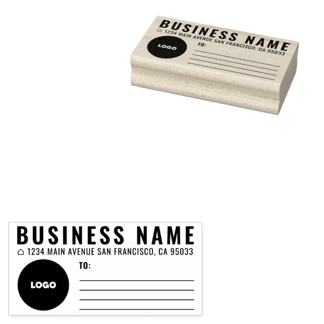 Simple Business Round Logo Mailing Shipping Rubber Stamp (Stamped)