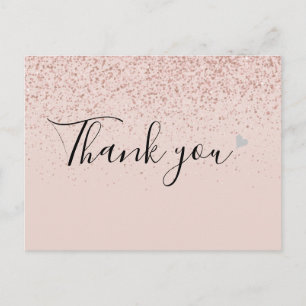 Simple Business Script Thank You Rose Gold  Postcard