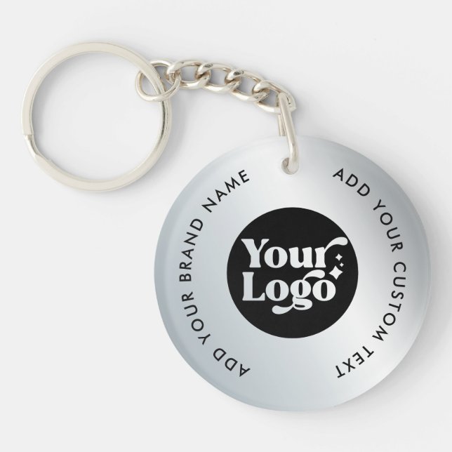 Simple Business Silver Logo Employee Keychain (Front)