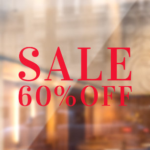 Simple Business Store Sale Discount Off Red Window Cling