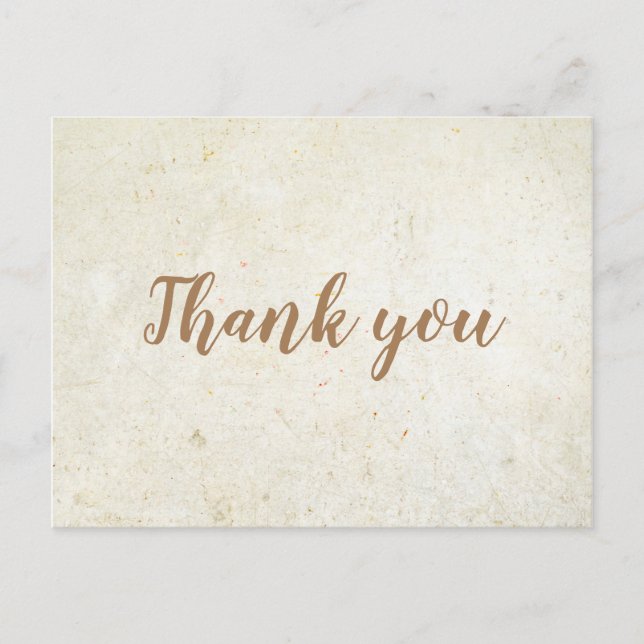 Simple Business Thank You Gold Script Postcard (Front)