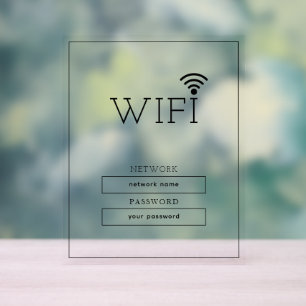 Simple Business Wifi Password and Network Acrylic Sign