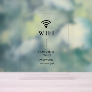 Simple Business  Wifi Password and Network  Acrylic Sign