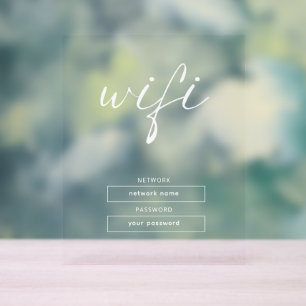 Simple Business Wifi Password and Network Acrylic Sign