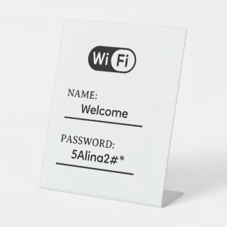 Simple Business Wifi Password and Network Plastic Pedestal Sign