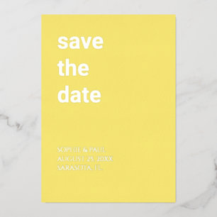 Simple Butter Yellow Save the Date Foil Invitation