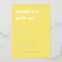 Simple Butter Yellow Wedding Foil Invitation