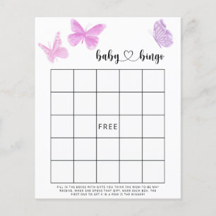 Simple Butterflies - Baby shower bingo game