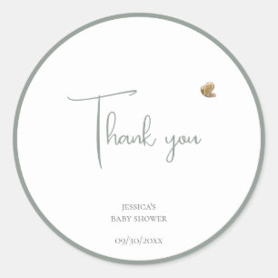 Simple Butterfly Baby Shower Thank You Classic Round Sticker