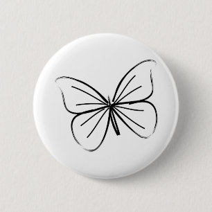 Simple Butterfly Line Drawing 6 Cm Round Badge