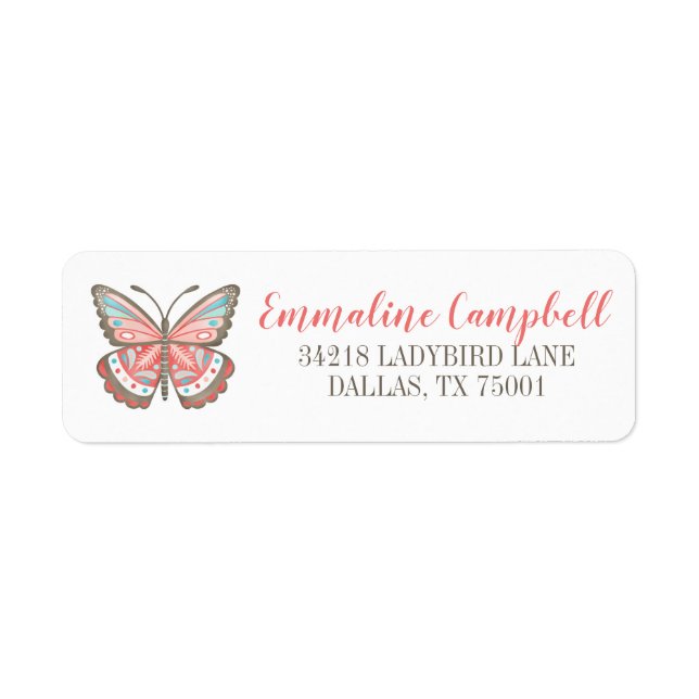 Simple Butterfly Nature Address Label (Front)