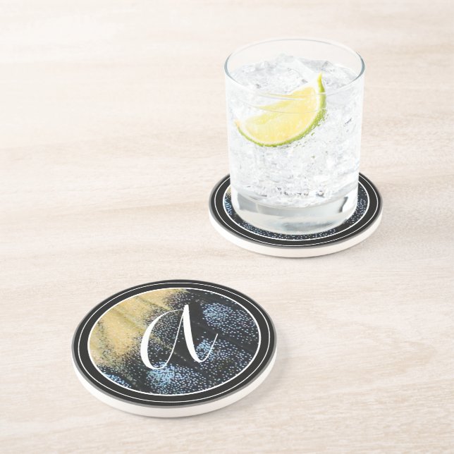 Simple Butterfly Wing Yellow and Blue Coaster (Side)