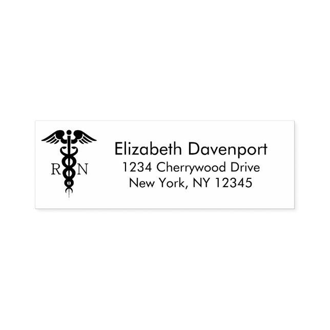 Simple Caduceus Registered Nurse RN Symbol Self-inking Stamp (Design)