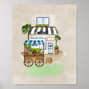 Simple Café with Cake Cart – Warm and Elegant  Poster