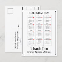 Simple Calendar 2023 Custom Business Thank You