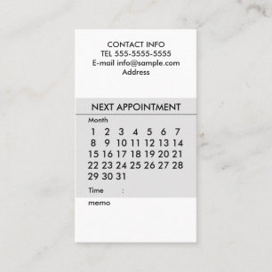 Simple calendar business card