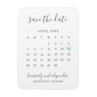 Simple Calendar Pastel Green Heart Save the Date