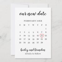 Simple Calendar Red Heart Wedding Change the Date