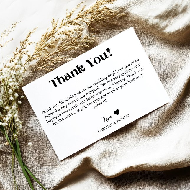 Simple caligraphy script wedding thank you card (Creator Uploaded)