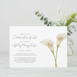 Simple Calla Lily Celebration of Life Funeral Invitation