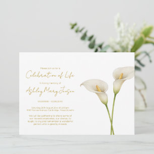 Simple Calla Lily Celebration of Life Funeral Invitation