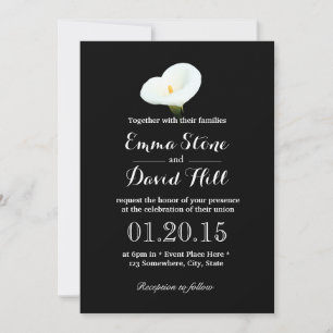 Simple Calla Lily Dark Wedding Invitations