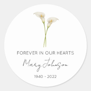Simple Calla Lily Memorial Classic Round Sticker