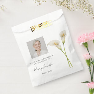 Simple Calla lily Photo Funeral Seed Favour Bags