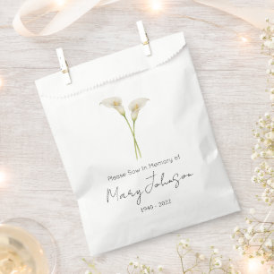 Simple Calla lily Seed packet Funeral Favour Bags