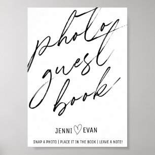 Simple Calligraphic Photo Guest Book Wedding Sign