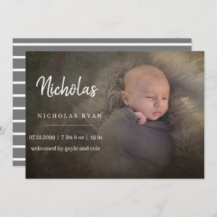 Simple Calligraphy Baby Announcement