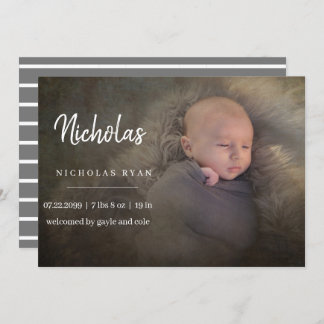 Simple Calligraphy Baby Announcement