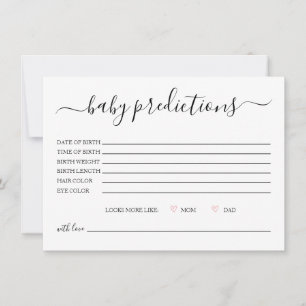 Simple Calligraphy Baby Predictions Card