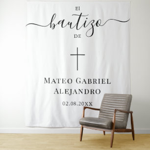 Simple Calligraphy  Baptism   Spanish Bautizo Tapestry