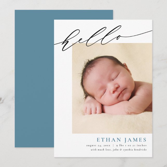 Simple Calligraphy Birth Announcement (Front/Back)