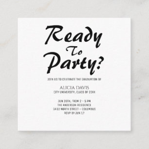 Simple Calligraphy Black and White   Grad Party Enclosure Card