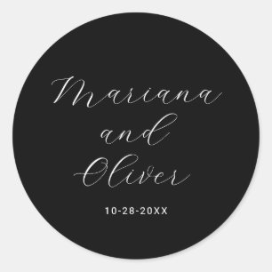 Simple Calligraphy Black Classic Round Sticker