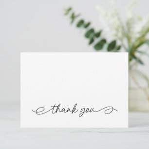 Simple Calligraphy Black White Thank You Card