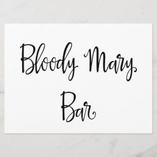 Simple Calligraphy   Bloody Mary bar wedding sign Invitation