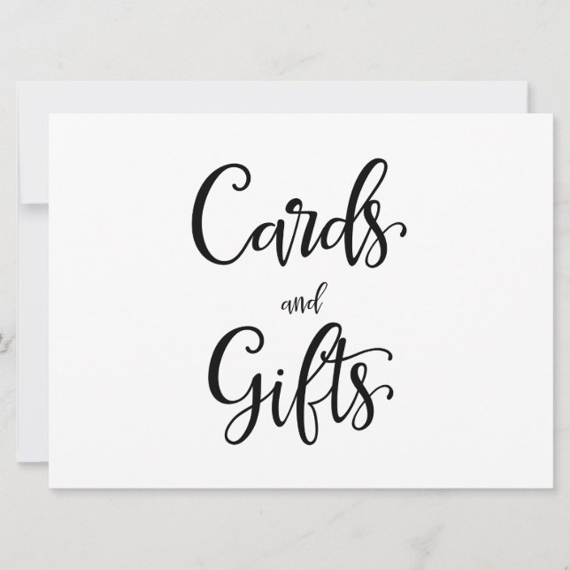 Simple Calligraphy | "Cards and gifts" Sign Invitation (Front)